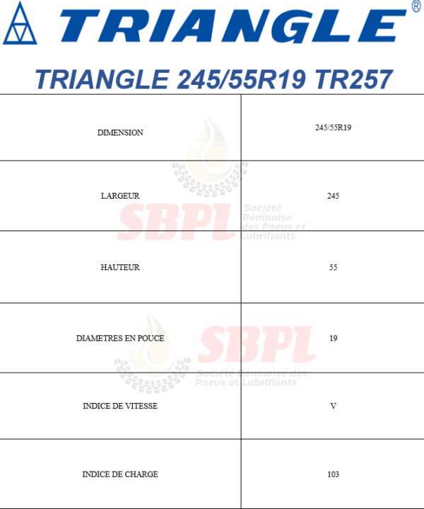 SBPL TRIANGLE 245/55R19 TR257 – Image 3