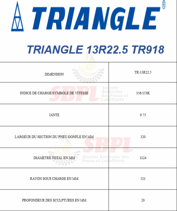 SBPL TRIANGLE 13R22.5 TR918 – Image 2