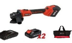 SOBEMAT_Meuleuse d'angle sans fil 18 V 125 mm avec moteur sans balais+chargeur 2 x 4 Ah+2,2 A /YT-8282995 /00003746