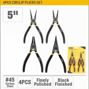SOBEMAT_Ensemble de 4 pinces à circlips UYUS 125mm (circlips externes à pointe droite, circlips internes à pointe droite, circlips externes à pointe courbée