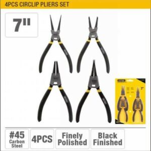 SOBEMAT_Ensemble de 4 pinces à circlips UYUS 180mm (circlips externes à pointe droite ,circlips internes à pointe droite ,circlips externes à pointe courbée ,circlips internes à pointe courbée)