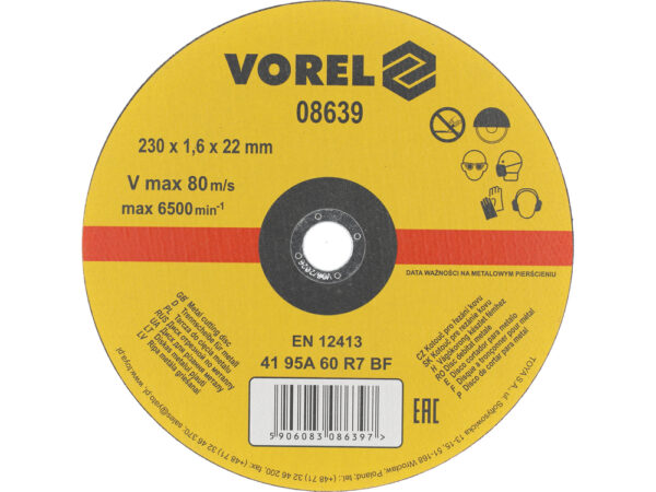SOBEMAT_" Disque à tronçonner pour métaux 230 x 1,6 x 22 mm" / 08639