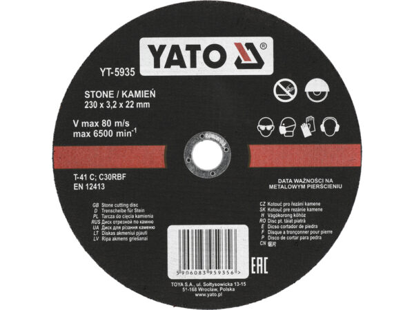 SOBEMAT_DISQUE À TRONÇONNER PIERRE 230X3.2X22MM / YT-5935 /00003794