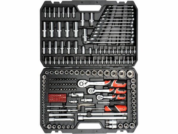 SOBEMAT_JEU DE DOUILLES 1/4", 3/8" et 1/2" 216 PIÈCES / YT-38841