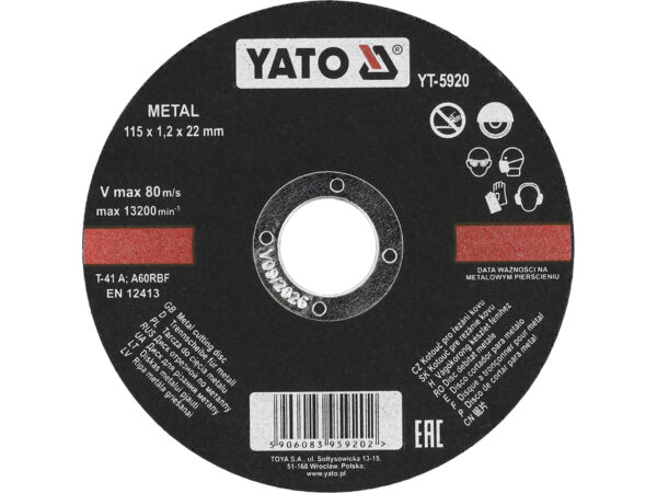 SOBEMAT_DISQUE À TRONÇONNER MÉTAL 115X1,2X22MM / YT-5920 / 00006041